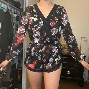 Black floral Romper